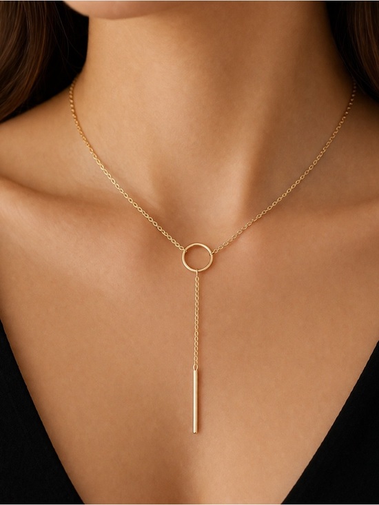 necklace Jewelry - Gold Y Lariat Necklace Minimalist Circle Drop Pendant Dainty Layered